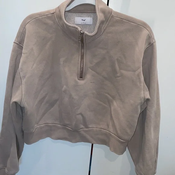 TNA Aritzia Large Dusty Mauve Cozy Fleece Perfect ¼ Zip Sweatshirt - Picture 2 of 2